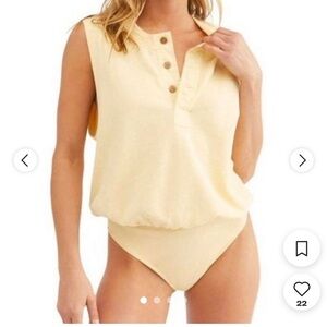 Free People - Waffle Yellow Bodysuit
